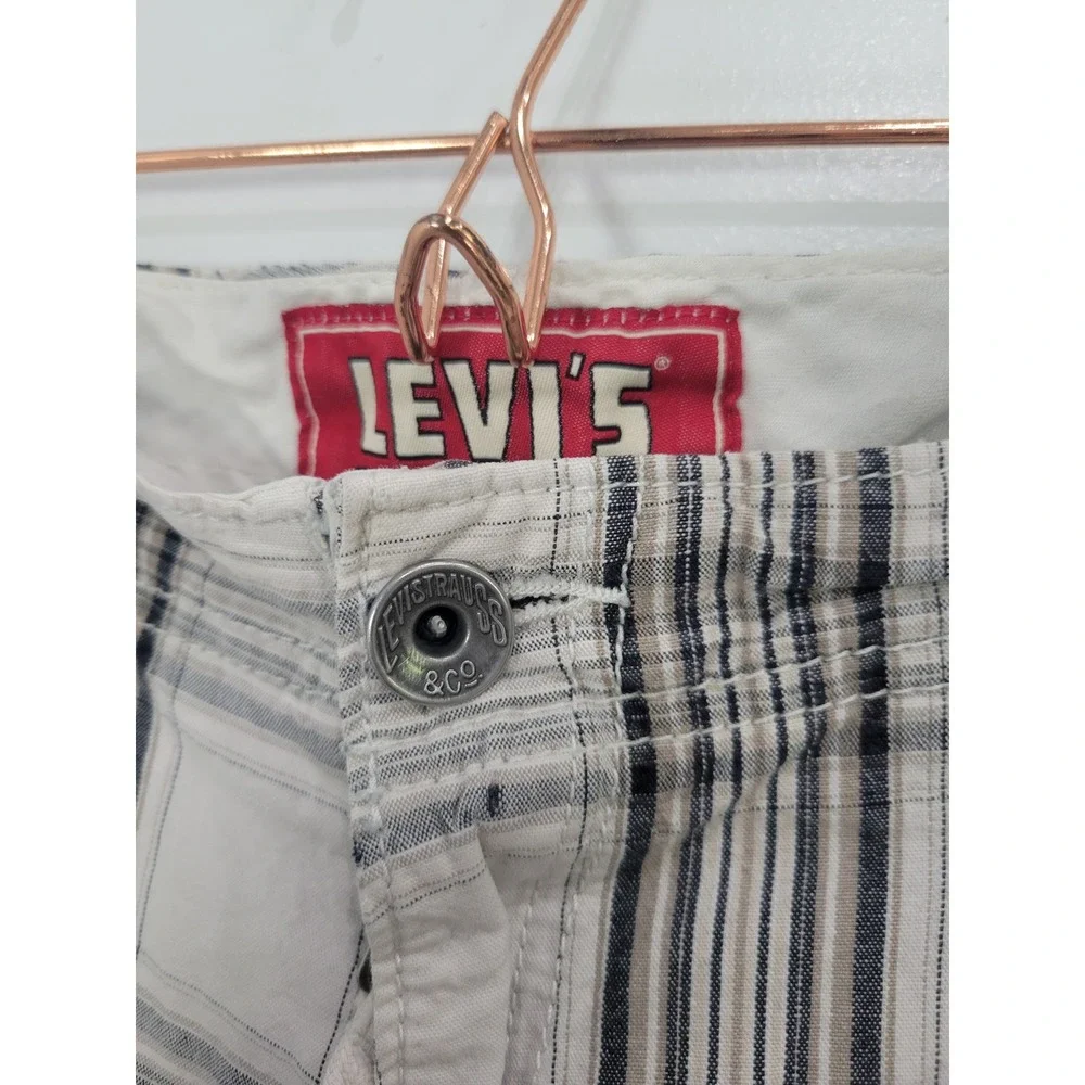 Levis Mens Plaid Cargo Shorts Y2K Skater Cotton Size 36‎ Relaxed Fit Utility